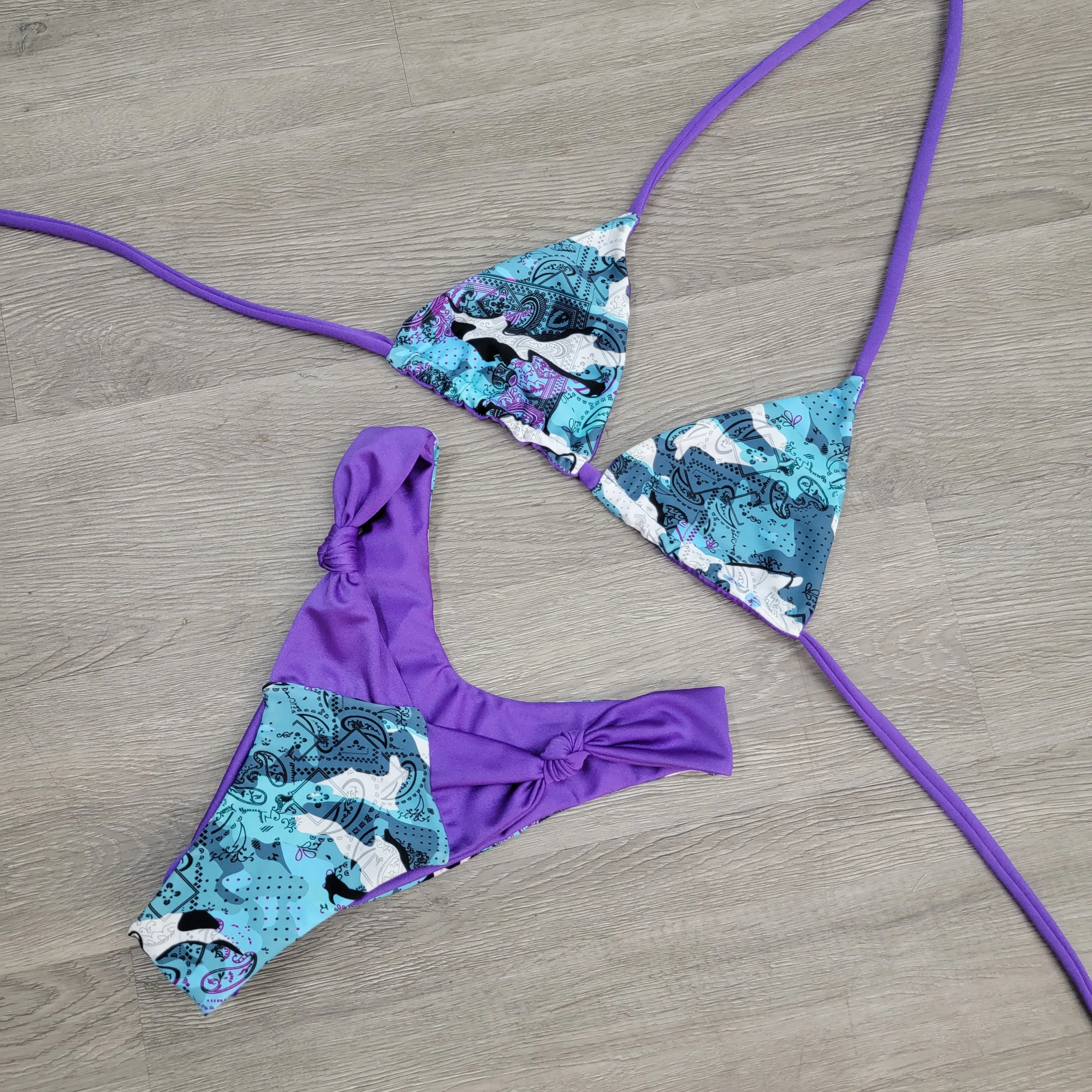 Purple Paisley Knotty Bottoms