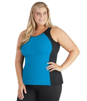QuikEnergy Tankini Swim Top Turq and Black - FINAL SALE