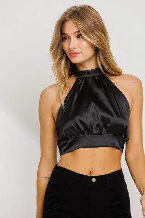 "Golden Charm" Black Halter Top