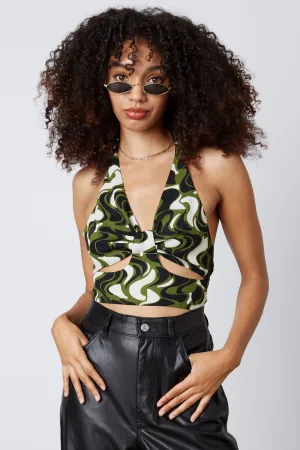 "Rainforest Night" Swirl Cut Out Halter Top