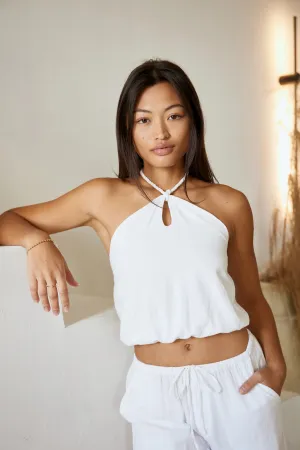 "The Belmar" White Halter Top