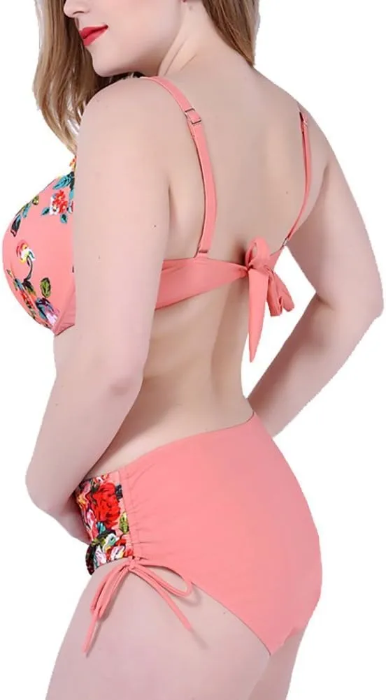 QZUnique Women's One Piece Bathing Suit Tummy Control Swimwear Halter Ruched Swimsuit Plus Size Vintage Monokini
