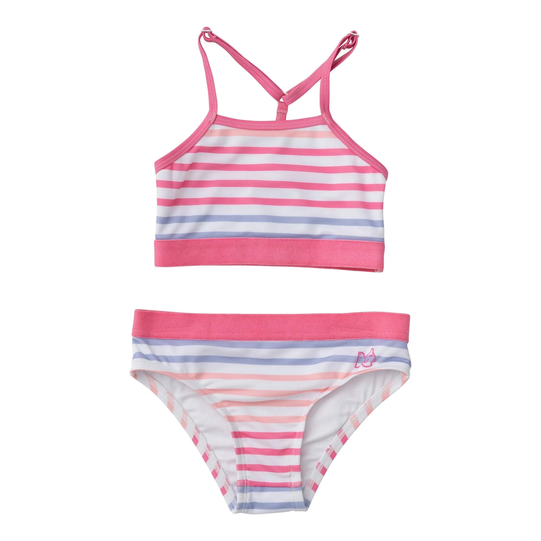 Racerback Bikini in Pink Carnation Multi-Color Stripe