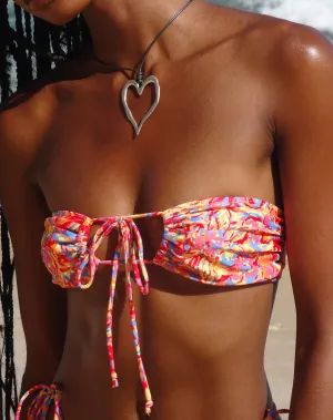 Racola Bikini Top in Fluro Flower Orange