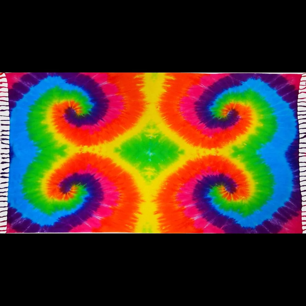 Rainbow Spiral Tie-Dye Extra Long Sarongs (80 Inch)