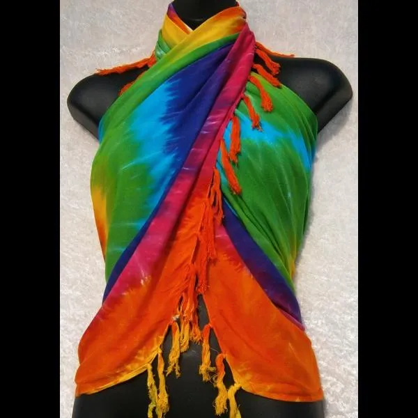 Rainbow Spiral Tie-Dye Sarongs