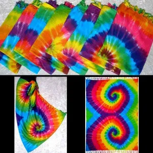 Rainbow Spiral Tie-Dye Sarongs