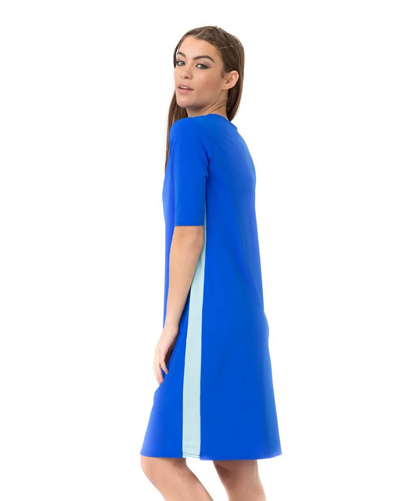 RD-BL Blue Racer Stripe Swim Dress