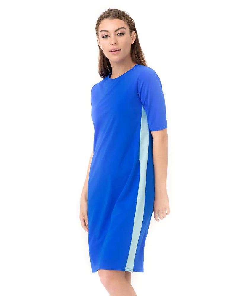 RD-BL Blue Racer Stripe Swim Dress