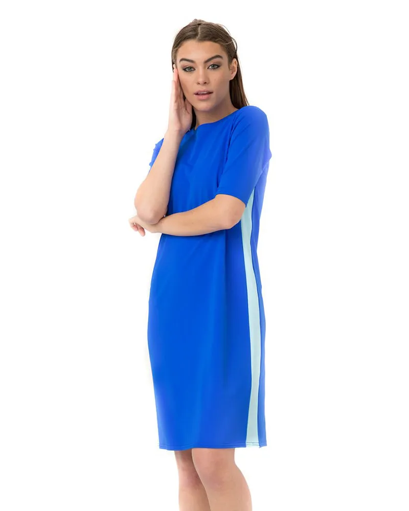 RD-BL Blue Racer Stripe Swim Dress