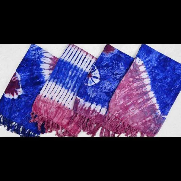 Red, White and Blue Tie-Dye Sarongs
