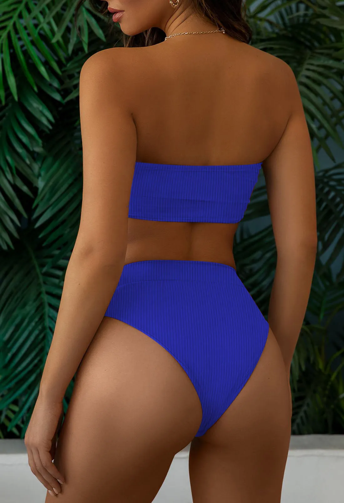Removable Straps Bandeau High Waisted Bikini Set