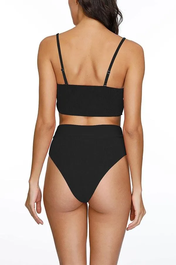 Removable Straps Bandeau High Waisted Bikini Set