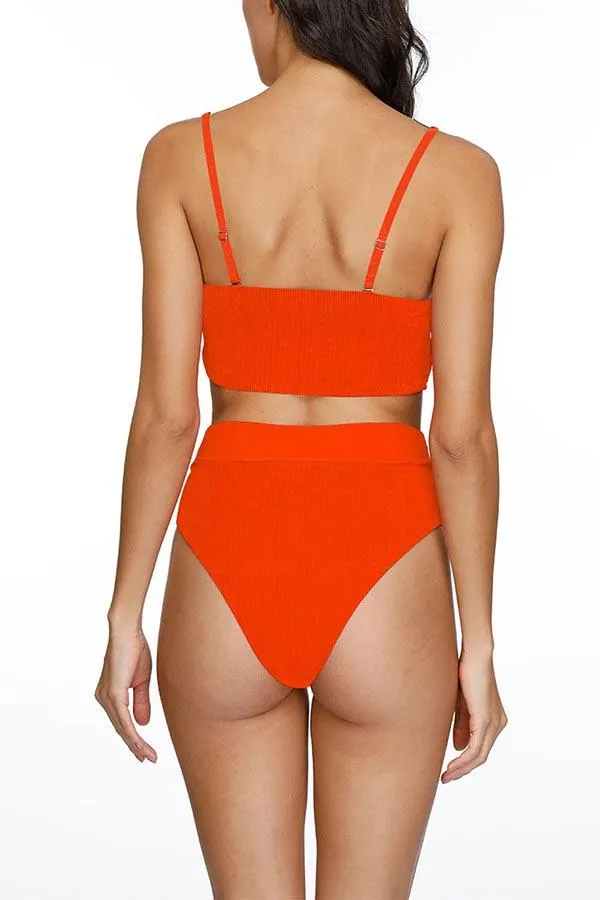 Removable Straps Bandeau High Waisted Bikini Set