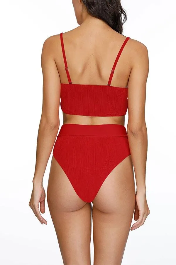 Removable Straps Bandeau High Waisted Bikini Set
