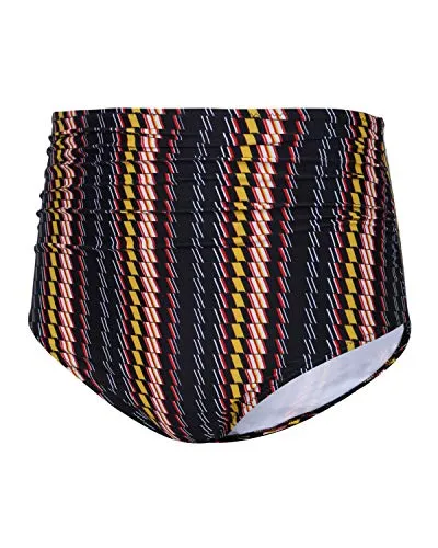 Retro Ruched High Waisted Bikini Bottom For Women-Ribal