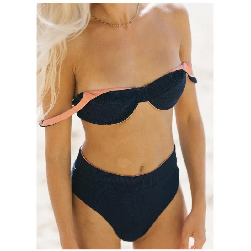 Revivre | The 'Celine' Reversible Underwire Bikini Bra in Azura Rose