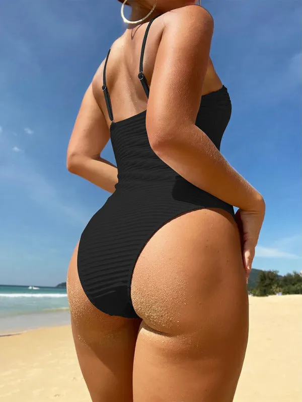 Ribbed One Piece Swimsuit