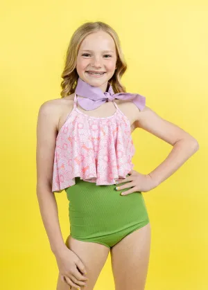 Ribbed Spring Green | Youth High-Waisted Bottoms