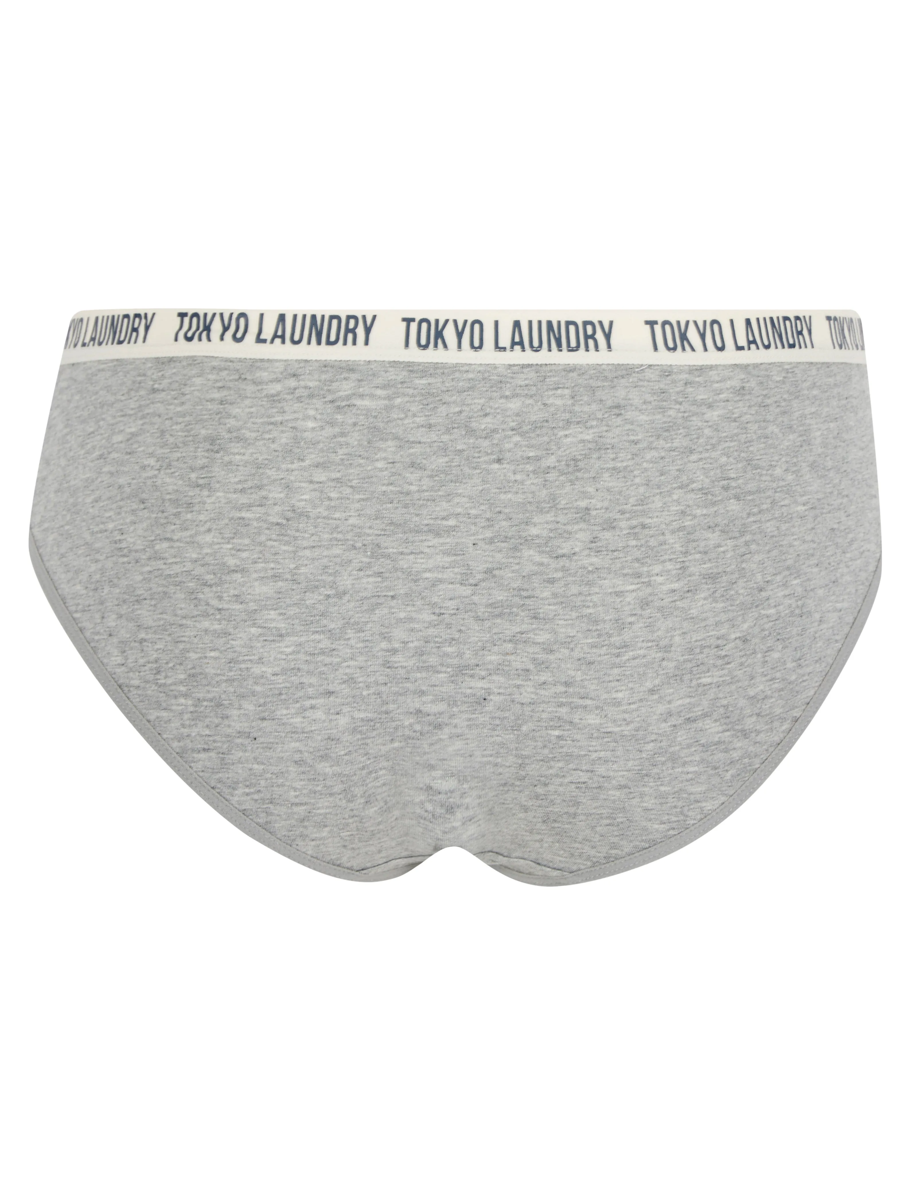 Robyn (5 Pack) Cotton Assorted Briefs in Jet Stream / Patina Green / Light Grey Marl / Blue Topaz / Fuchsia Purple - Tokyo Laundry