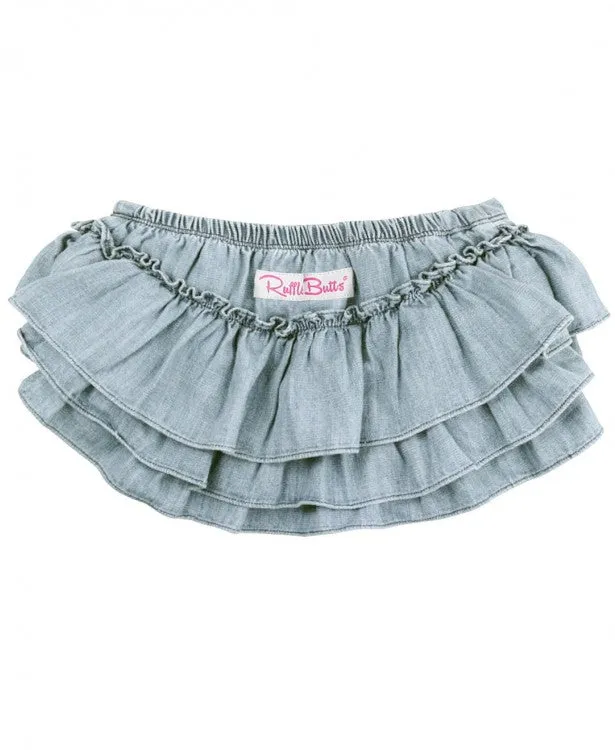 Ruffle Butts / Light Wash Denim Skirted Bloomer