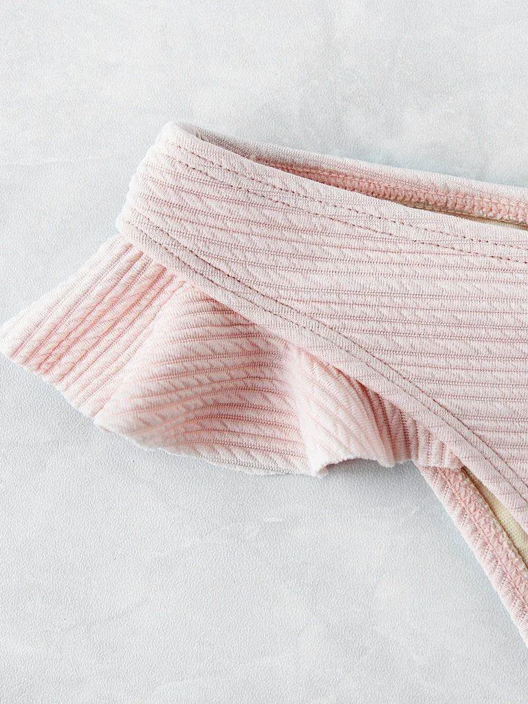 Ruffle Strap Textured Bikini Set