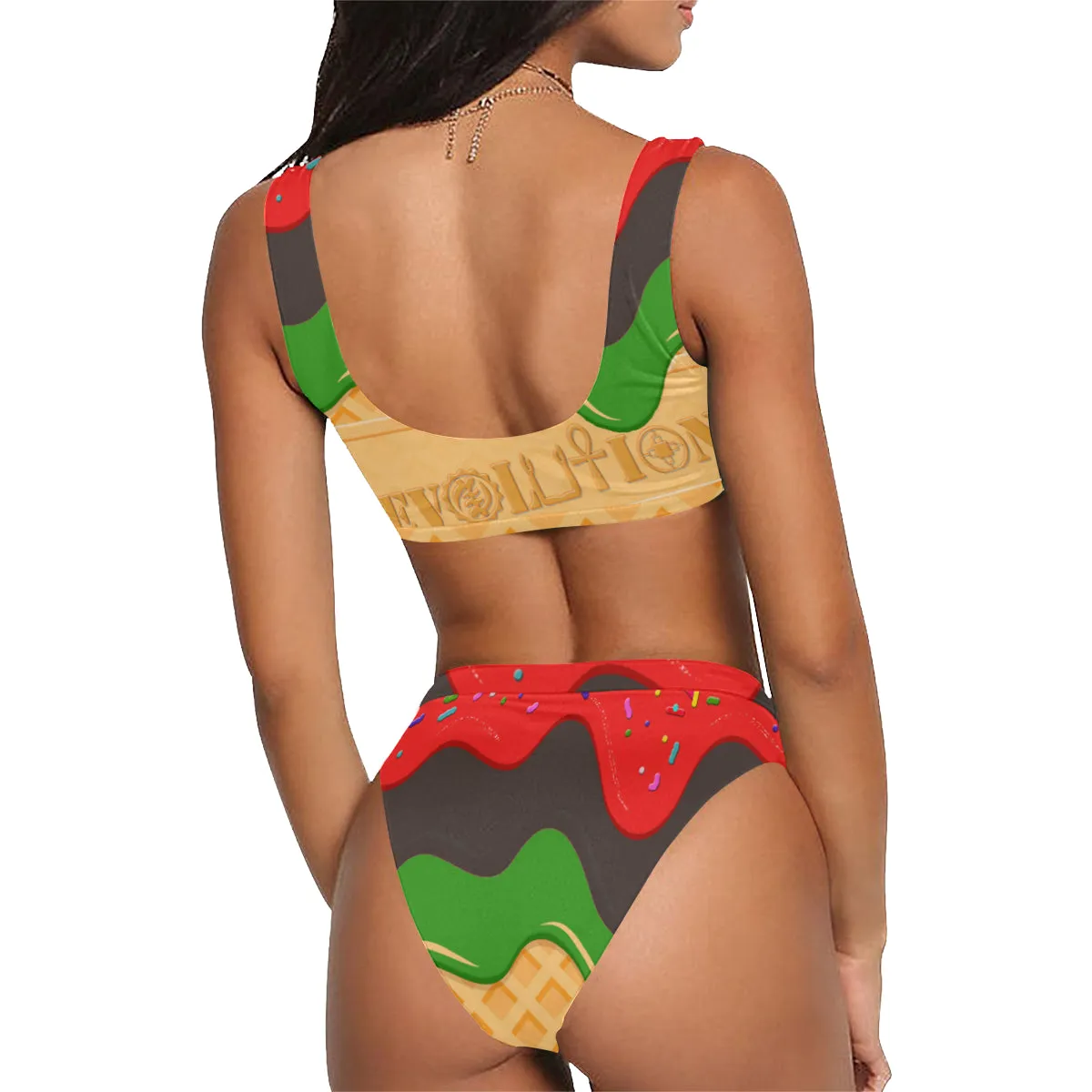 RVLTN ICE CREAM Sport Top & High-Waisted Bikini Swimsuit