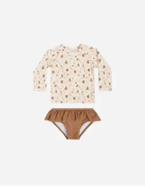 Rylee & Cru Girls Flower Field Rashgaurd Set: Size 2 to 9 Years