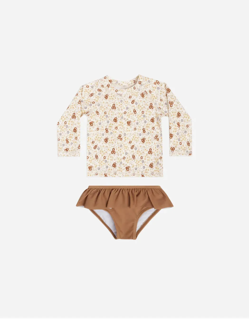 Rylee & Cru Girls Flower Field Rashgaurd Set: Size 2 to 9 Years