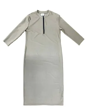 S23-MDS-M Ribbed Mocha Half Zip Swim Dress