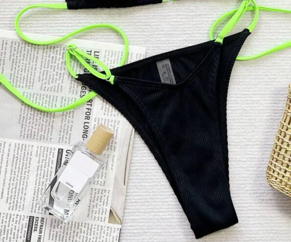 Salty Savage Ladies "OG Smile" Two Tone Ribbed Adjustable Bikini Bottom
