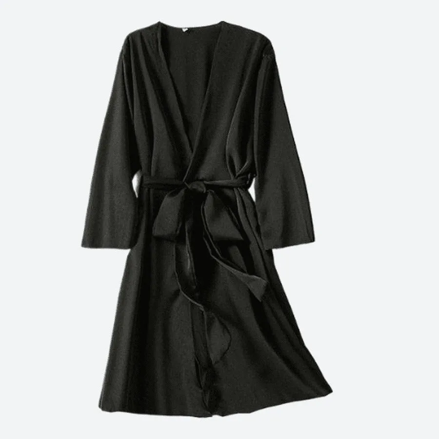 Satin Belted Kimono Style Robes