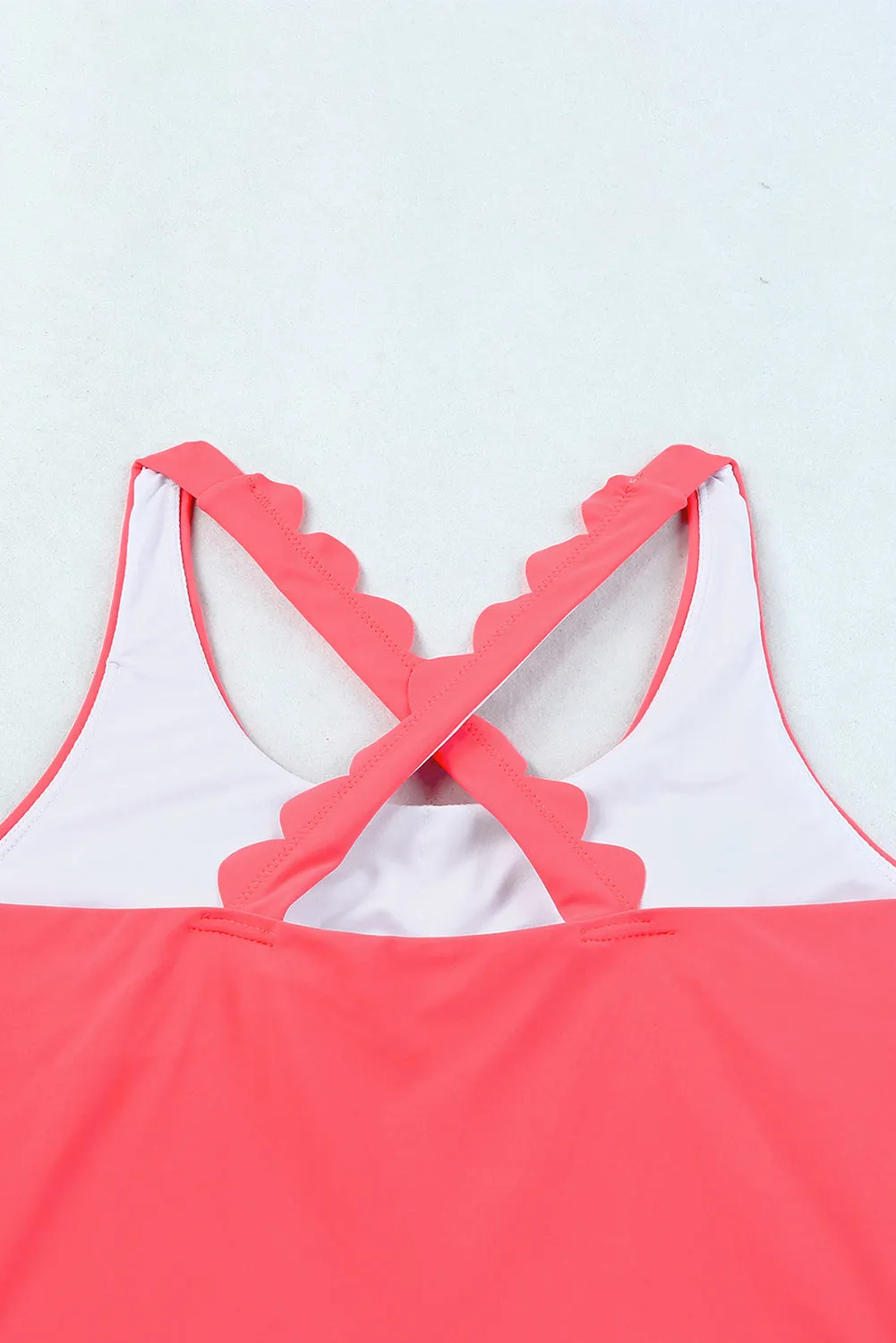 Scalloped Cross High Waist Bikini