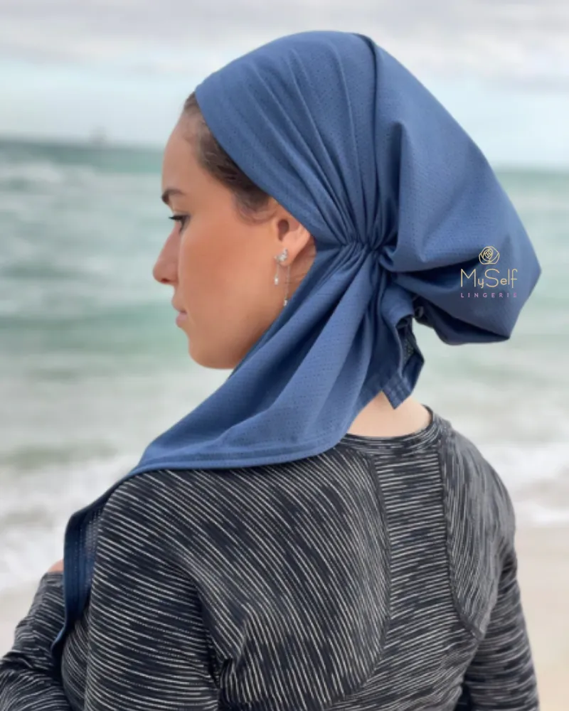 Scarf Bar Ocean Blue Dri Fit Pre-Tied Bandanna with Velvet Non Slip Grip