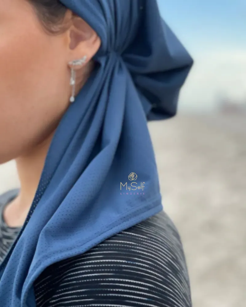 Scarf Bar Ocean Blue Dri Fit Pre-Tied Bandanna with Velvet Non Slip Grip