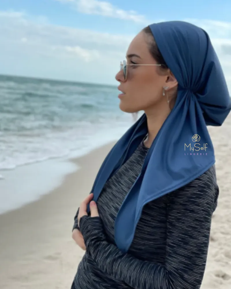 Scarf Bar Ocean Blue Dri Fit Pre-Tied Bandanna with Velvet Non Slip Grip