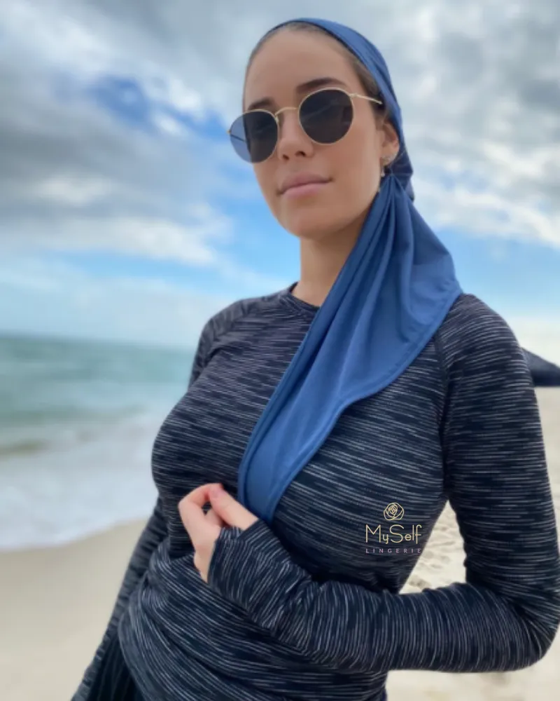 Scarf Bar Ocean Blue Dri Fit Pre-Tied Bandanna with Velvet Non Slip Grip