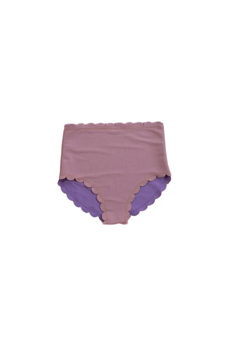 Seashell Scallop Reversible High Waist Bikini Bottoms