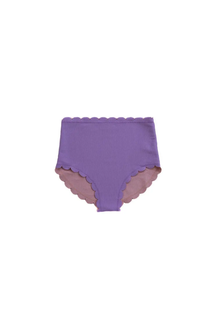Seashell Scallop Reversible High Waist Bikini Bottoms
