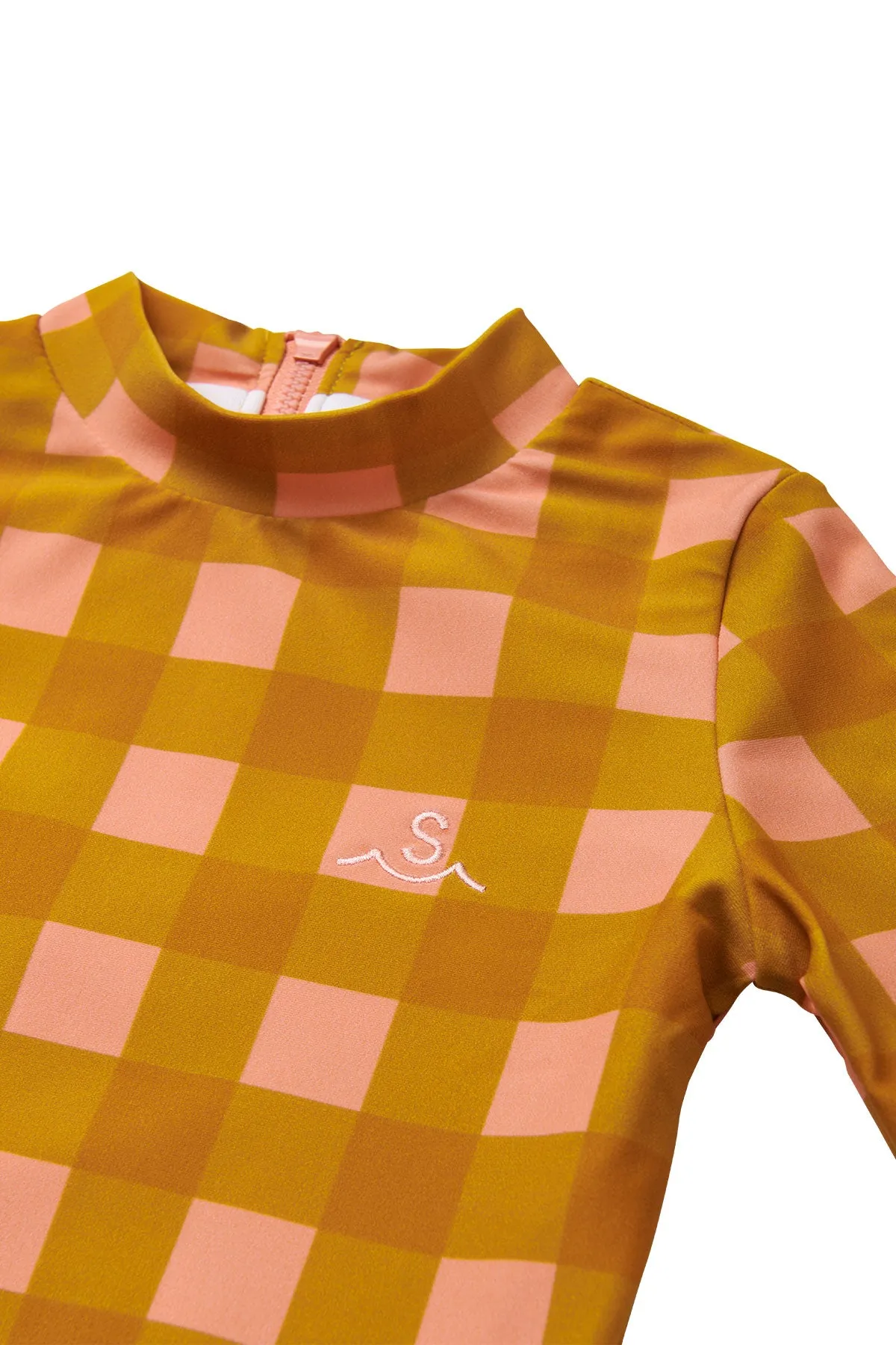 Seaside Gingham / Long Sleeve One Piece Swimsuit