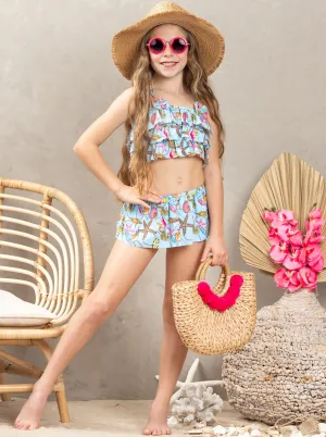Seaside Seashell Ruffled Two Piece Swimsuit