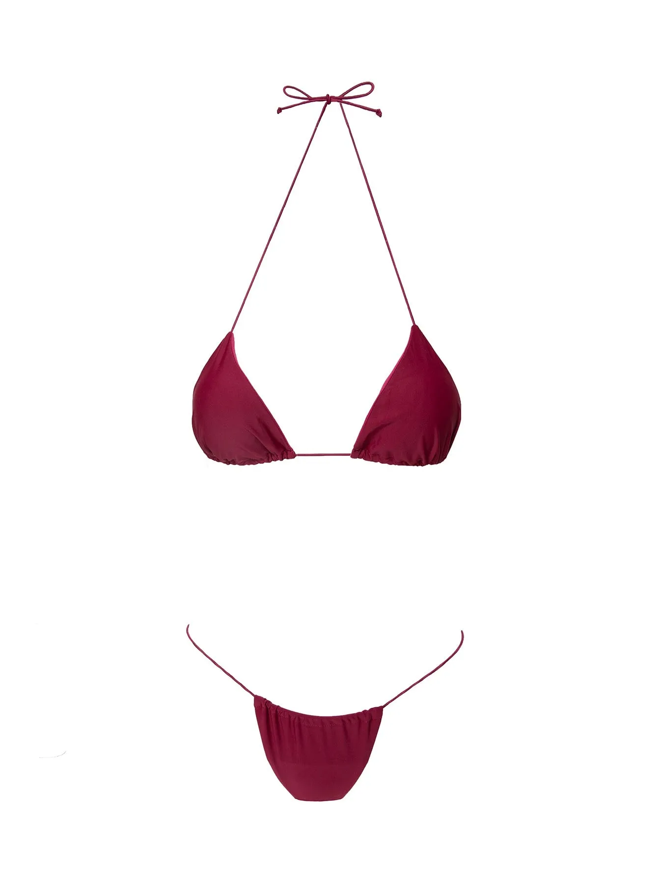 Selbie String Ruched Bikini Bottoms Burgundy