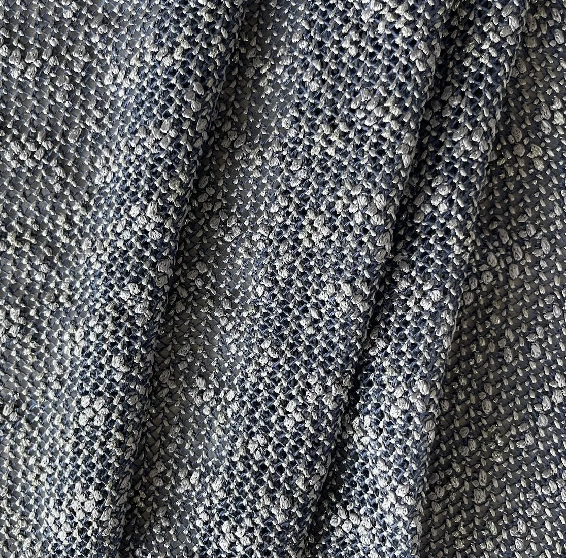 Semi-Sheer Silvery Mock Chainmail Cotton Blend Sweater Knit