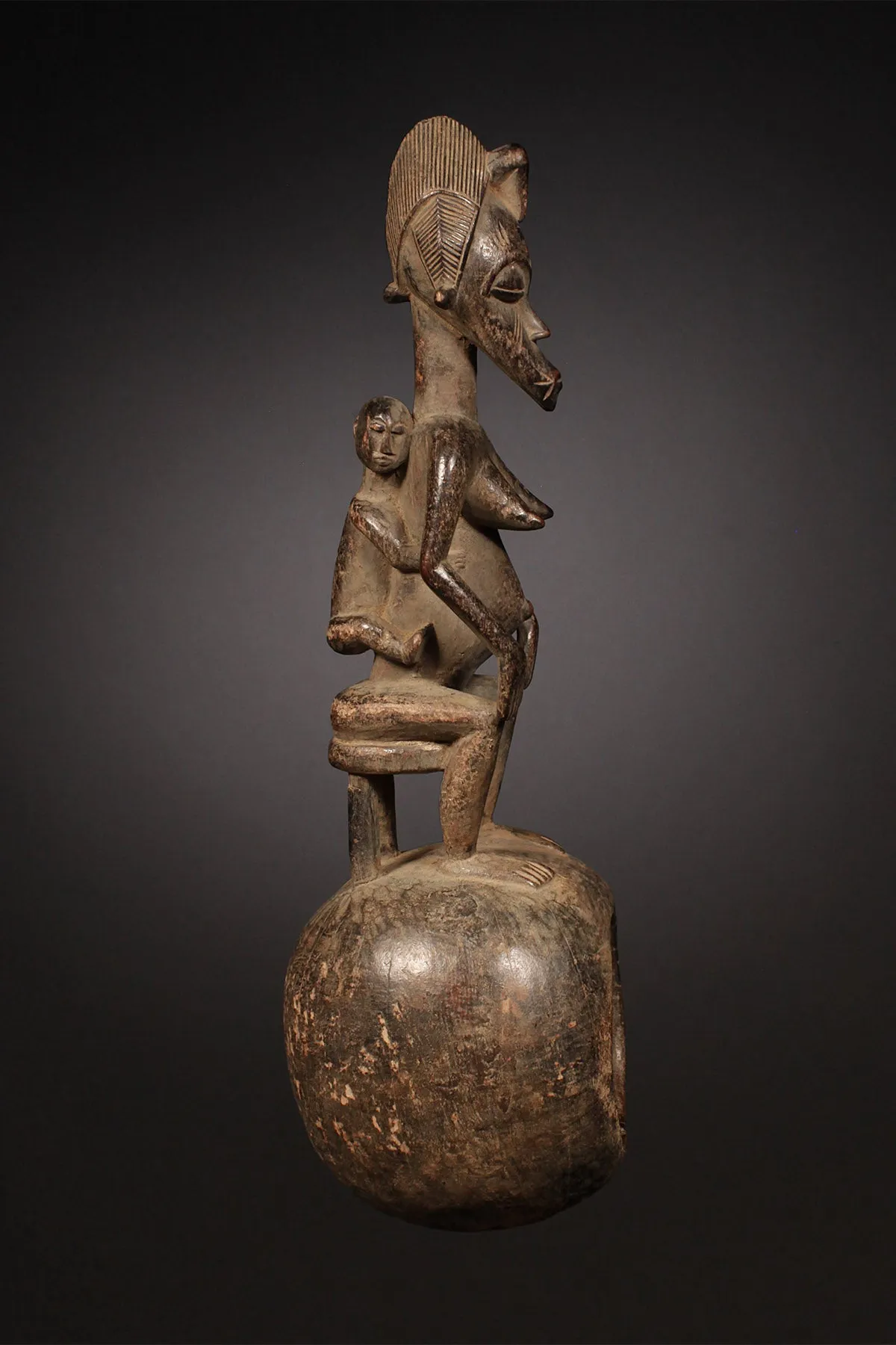 Senufo Ceremonial Spoon, Maternity Figure, African Artifact, Carved Wood