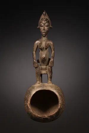 Senufo Ceremonial Spoon, Maternity Figure, African Artifact, Carved Wood