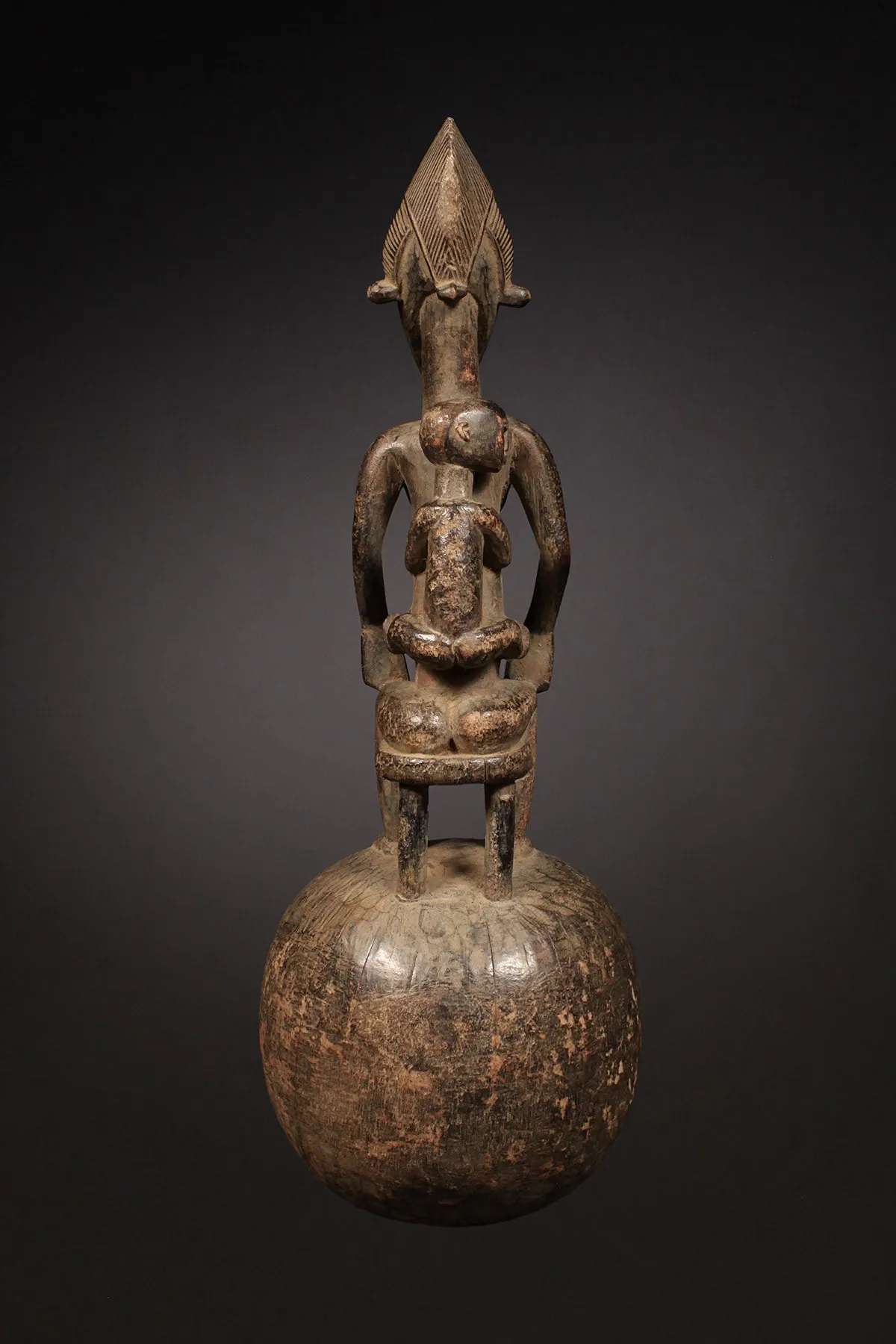 Senufo Ceremonial Spoon, Maternity Figure, African Artifact, Carved Wood