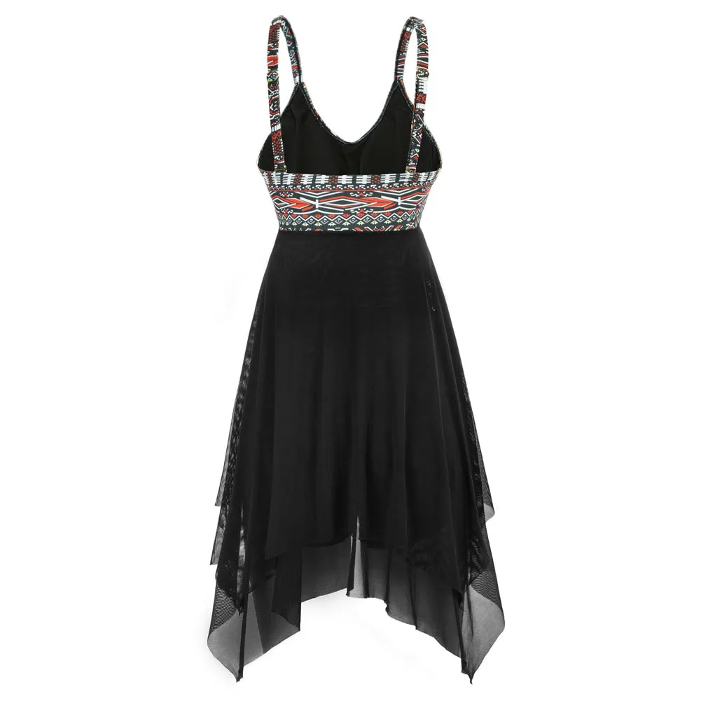 Separated Swimsuit V-Neck Irregular Hem Swimwear