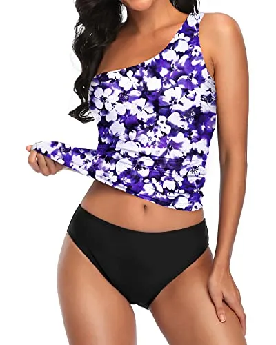 Sexy And Elegant Swimsuits For Women Tankini Two Piece-Blue Floral