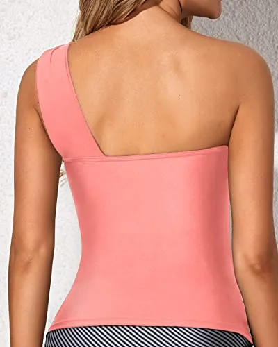 Sexy And Elegant Women's Swim Top Tummy Control Swim Tops-Coral Pink