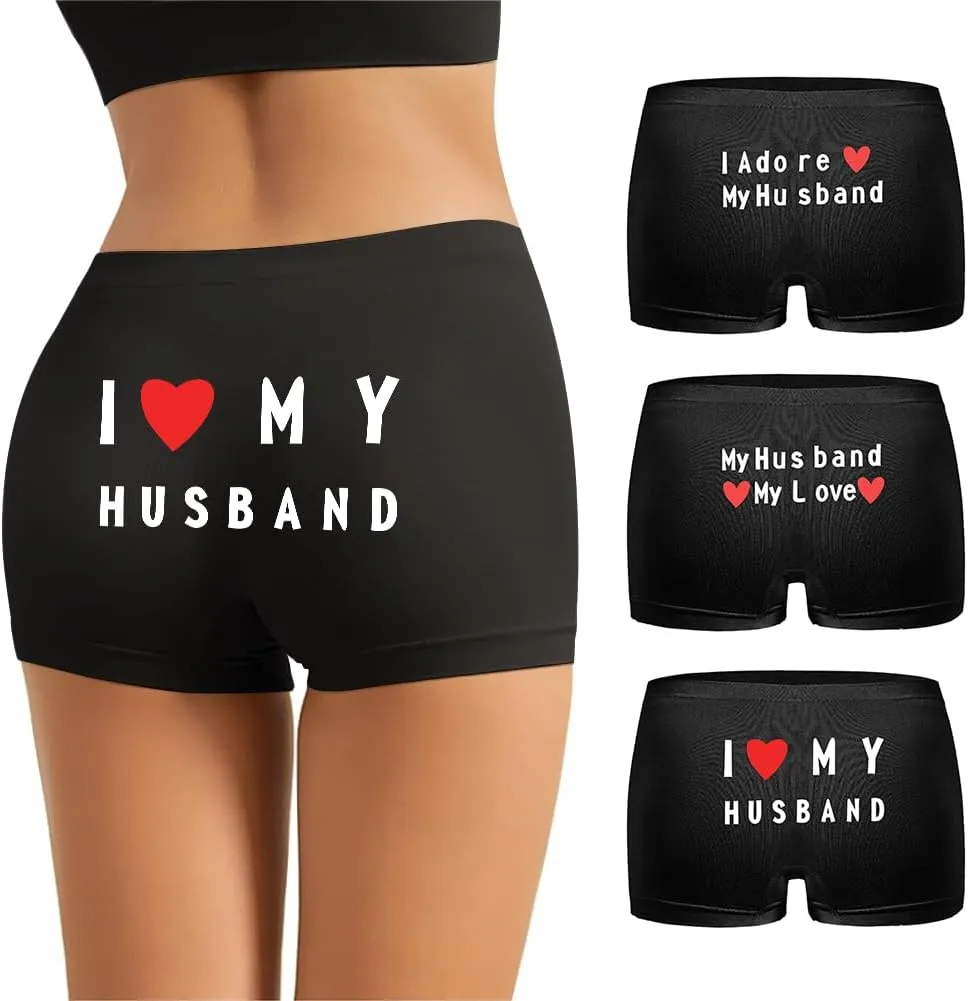 Sexy Code 1701 Boyshort Panties for Women, Pack of 3, Ladies Underwear Boxer Briefs with Novelty Letter Printed